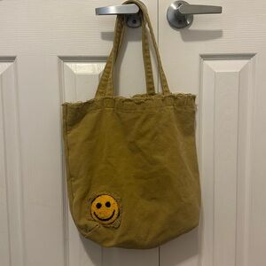 Urban Outfitters Smile Patch Distressed Canvas Tote Bag